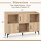 Oak Engineered Wood Cabinet, Metal Legs, Strip Design and Open Display